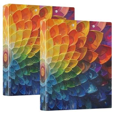 Imagem de Caderno de fichário mandala arco-íris de 3,8 cm, caderno de receitas espaçoso, fichário de 3 anéis, fichário de CD resistente