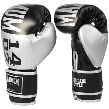 Imagem de Luva de Boxe Muay Thai Kickboxing Intermediária Power Face Maximum (Prata, 10oz)