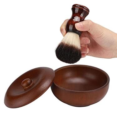 Imagem de Yinhing Conjunto de Saboneteira de Barbear de Madeira Premium Com Escova de Cabelo Macia e Tampa para Homens Kit de Preparação de Barba Acessórios de Barbear Duráveis ​​e (Escova Hu + saboneteira)