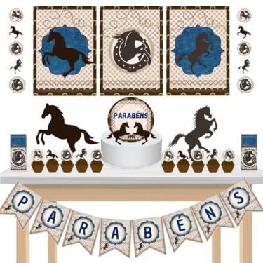 Imagem de Kit Festa Só um Bolinho Cavalo Hipismo Mesversario 36 itens