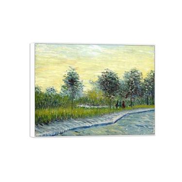 Imagem de Vincent van Gogh Famosa pintura em tela de arte de parede pronta para pendurar Quadrado ao pôr do sol. Imagem em moldura branca para decoração de sala de estar 80 x 105 cm 31 x 41 pol