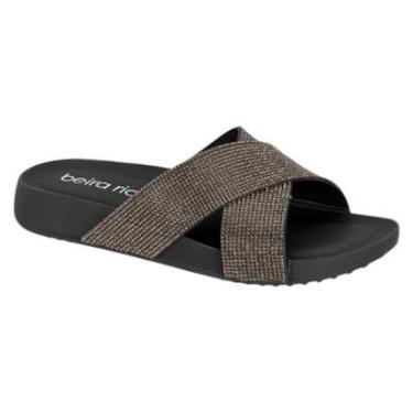 Imagem de Papete Beira Rio Rasteira Strass Cruzada Slide Feminina-Feminino