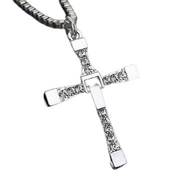 Imagem de Colar de cruz hip hop para homens e mulheres, corrente com pingente de cruz de prata/ouro ou cordão de couro, colar unissex estilo urbano para uso diário e presente, Medium, Metal, Sem Pedra Preciosa