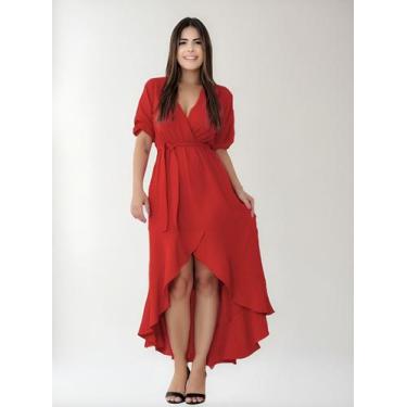 Imagem de Vestido Feminino Elegante Midi Mullet Com Babado - Casual Dress, Marsa