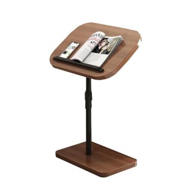 Imagem de AkosOL Mesa lateral de sofá ajustável, bandeja de TV giratória, suporte de telefone giratório de 360°, mesa de canto em forma de C, sofá, lateral pequena