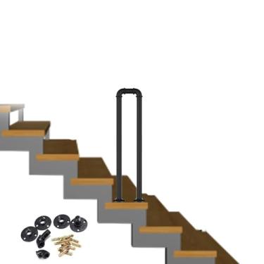 Imagem de AkosOL Corrimãos para escadas internas, postes de suporte de segurança antiderrapantes, trilhos de metal para escadas internas e externas - grades manuais de segurança pretas para idosos/cor/70 cm, 95