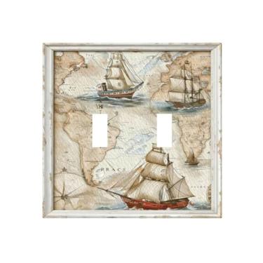 Imagem de Capas decorativas para interruptores de luz, moldura de navegação, 2 gangs, placa de parede com interruptor duplo, capa decorativa para decoração de casa