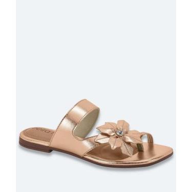 Imagem de Rasteirinha Feminina Tiras Metalizada Beira Rio Rosê-41018, 35, Rosê