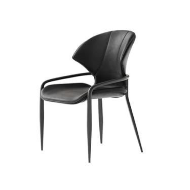 Imagem de CFGH6FDF Cadeiras de jantar de cozinha, cadeira moderna de couro sintético retrô de meados do século com pernas de metal estofadas para cozinha, sala de estar, sala de jantar