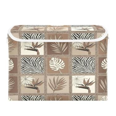 Imagem de Burbuja Caixa de armazenamento de plantas com tampa e alças, grande caixa de armazenamento dobrável para prateleiras armário quarto escritório organizador