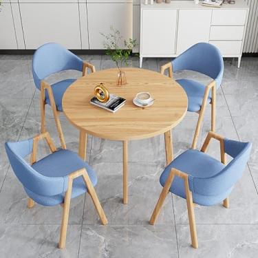 Imagem de Mesa de negociação de recepção conjunto de 4 mesas de jantar e cadeira, pequenas mesas de sala de conferências, mesa de escritório simples, conjunto de mesa e cadeira redonda, para escritório