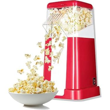 Imagem de Mini máquina de pipoca doméstica, pop rápido de 3 minutos, design compacto que economiza espaço, câmara de visualização transparente, tampa de medição embutida, operação sem óleo para lanche em