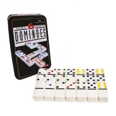 Imagem de Jogo De Dominó Profissional Na Lata 28 Peças Coloridos