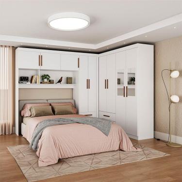 Imagem de Guarda Roupa Casal Modulado 5 Portas Hercules 4 Portas 4 Gavetas com Espelho Branco