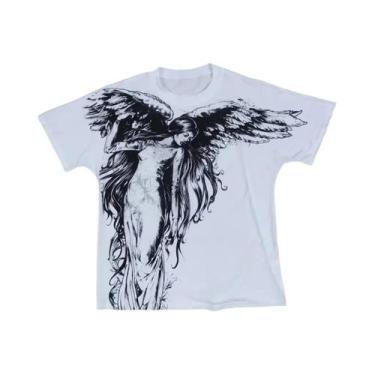 Imagem de Camiseta Masculina Casual De Verão 2025 Com Estampa 3D De Anjo, Confor