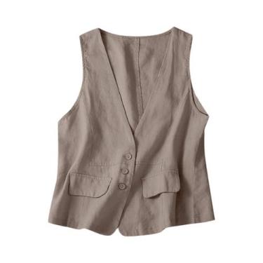 Imagem de Colete Feminino Vintage De Verão Com Decote V Profundo, Sem Mangas, Em