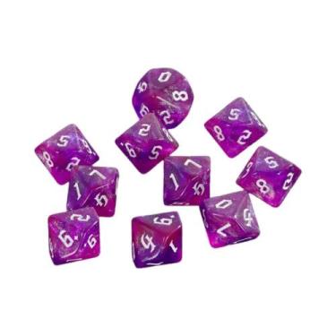 Imagem de Dado D10 Com Efeito Brilhante, Cores Mistas, Fonte Retrô Para Acessóri