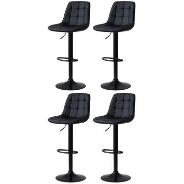 Imagem de Kit 4 Banqueta Alta Elegance  Com Base Giratória E  - Preto