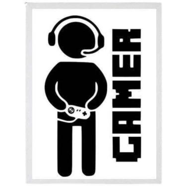 Imagem de Quadro Decorativo Gamer 45X34Cm - Com Vidro - Madeira Branca