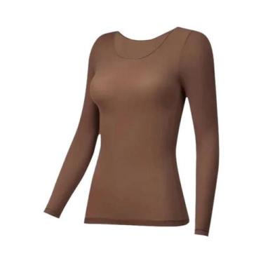 Imagem de Camiseta Térmica Feminina De Manga Longa Fina Para Outono Inverno L-XL