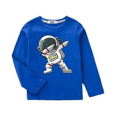 Imagem de Camiseta Infantil De Algodão Com Desenho De Astronauta, Manga Comprida