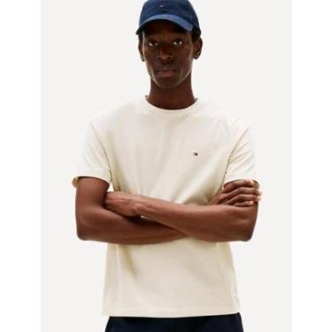 Imagem de Camiseta Tommy Hilfiger Masculina Slim Fit Essential Stretch Creme-Masculino