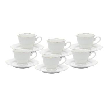 Imagem de 6 Xícaras Chá Wolff Maldivas de Porcelana Fio de Ouro 180ml