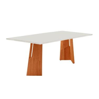 Imagem de Mesa para Sala de Jantar Florida 180cm Tampo Canto Moeda Laqueado com Vidro