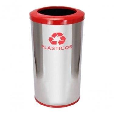 Imagem de Lixeira Higipack 30L Aço Inox com Aro Pintado Abertura Manual Resistente para Cozinha E...