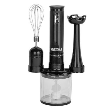 Imagem de Kit Mixer Processador e Batedor de Alimentos 3 em 1 110V Copo 700ml 200W Branco e Preto Startools
