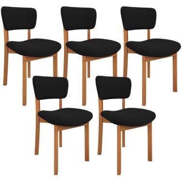 Imagem de Kit 05 Cadeiras Para Sala De Jantar Cozinha Living Estofada Dara L02 Bouclê Preto - Lyam Decor