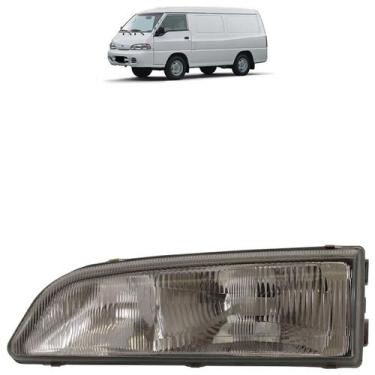 Imagem de Farol Dianteiro H100 1995 1996 1997 Máscara Cromada Lente Estriada Vid