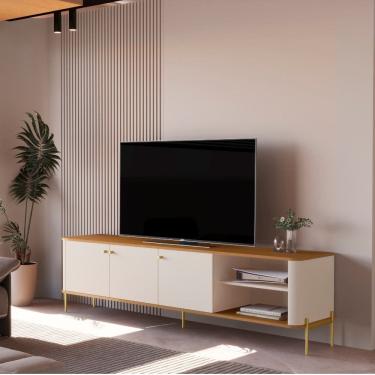 Imagem de Rack para TV ate 75 Polegadas 3 Portas com Pes Em MDF Tucupi JB Moveis