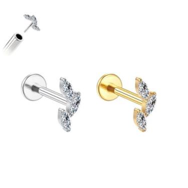 Imagem de Piercing Folha Brilhante Sem Rosca Titânio G23 Ouro PVD Cor:DouradoTam