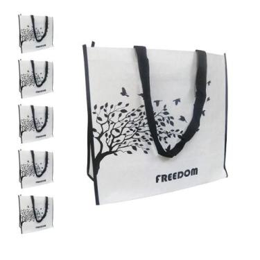 Imagem de Bolsa Ecologica Ecobag Kit 5 Unidades Retornavel Mercado Compras Dobra
