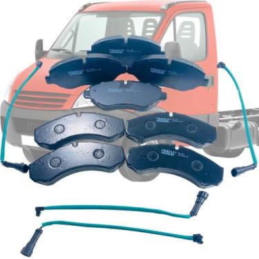 Imagem de Kit Pastilha Dianteira/Traseira + Sensores Freio Daily 3.0 - Fras-le /