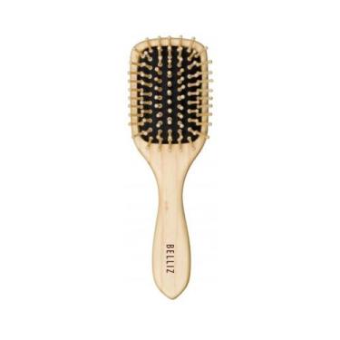 Imagem de Escova De Cabelo Belliz Wood Retangular Com Cerdas De Madeira