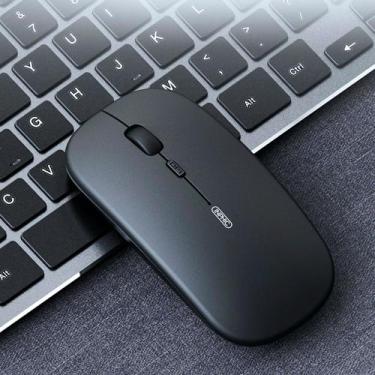 Imagem de Mouse Sem Fio Ultrafino Preto ou Branco Wireless USB Slim Profissional