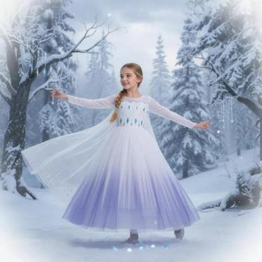 Imagem de Vestido Fantasia Princesa Infantil Rainha Gelo Elsa Frozen 2 - Baby Pl