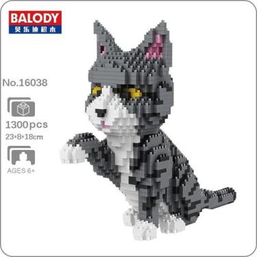 Imagem de Brinquedo Blocos De Montar Gato Persa Cinza 1300 Peças - IMPT