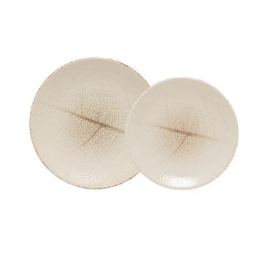 Imagem de Jogo de Pratos Leaf White 12 Peças em Cerâmica Acabamento Reativo para Mesa Posta Estam...