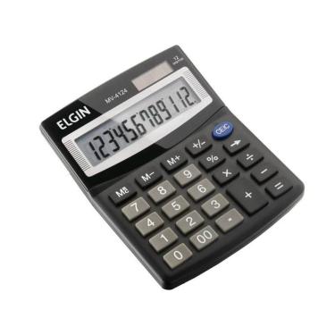 Imagem de Calculadora de Mesa Elgin MV4124 Visor LCD 12 Dígitos com Memória e Tecla Duplo Zero Preto
