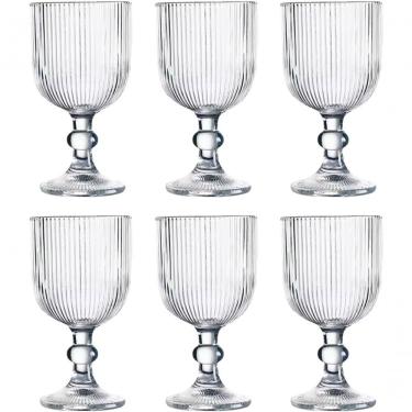 Imagem de Jogo com 6 Taças de Vidro Canelado 380ml Design Elegante para Suco Água Refrigerante Drinks Café Transparente