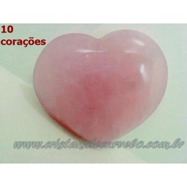 Imagem de Lembrança de Casamento - 10 Corações de Quartzo Rosa - Tamanho 5 cm - 