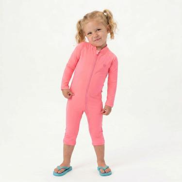 Imagem de Macacão Praia Bebê e Infantil Proteção UV 50+ Coral Neon UV.LINE