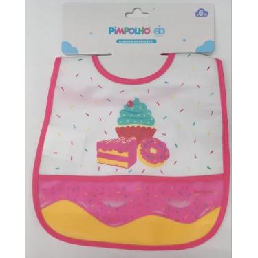 Imagem de Babador impermeável pimpolho, Branco, rosa pink e laranja -bolo  