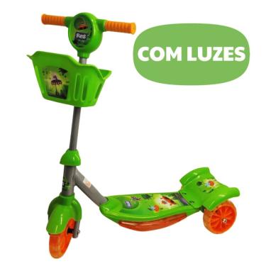Imagem de Patinete Infantil 3 Rodas 2 em 1 com Luz LED Cesto Música e Guidão Regulável