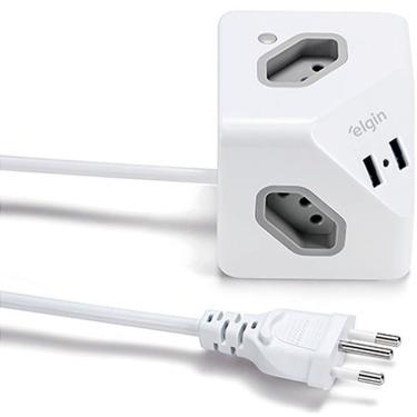 Imagem de Extensão Elétrica Tripolar Cubo 2P+T 10A com 1,5m e 2 USB Design Compacto Elgin