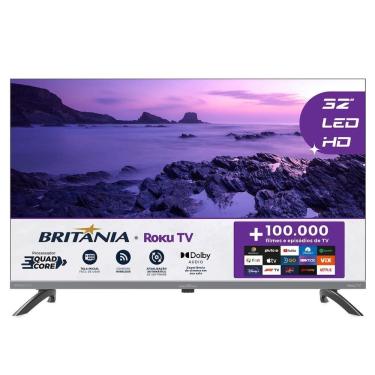 Imagem de Smart TV Britânia B32KRA 32" HD DLED Preto Roku TV Wi-Fi Dolby Audio 20W 110V