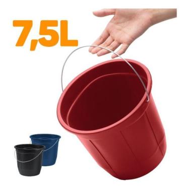 Imagem de Balde De Plástico 7,5l C/ Alça De Metal Limpeza Geral Cores Organizaçã